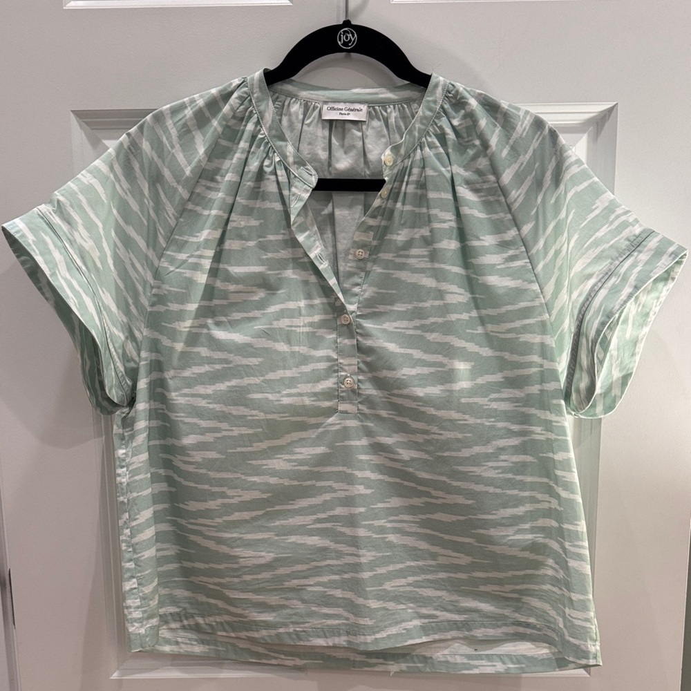 Officine Generale Mint and White Patterned Blouse
